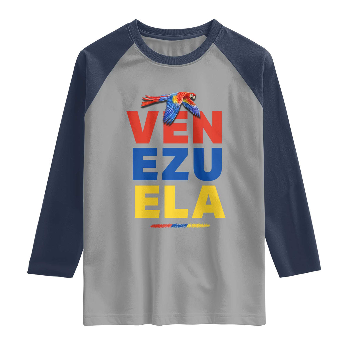 Venezuela Pride Flying Scarlet Macaw Raglan Shirt Ara Macao Guacamaya Venezuelan Pride Tropical Bird