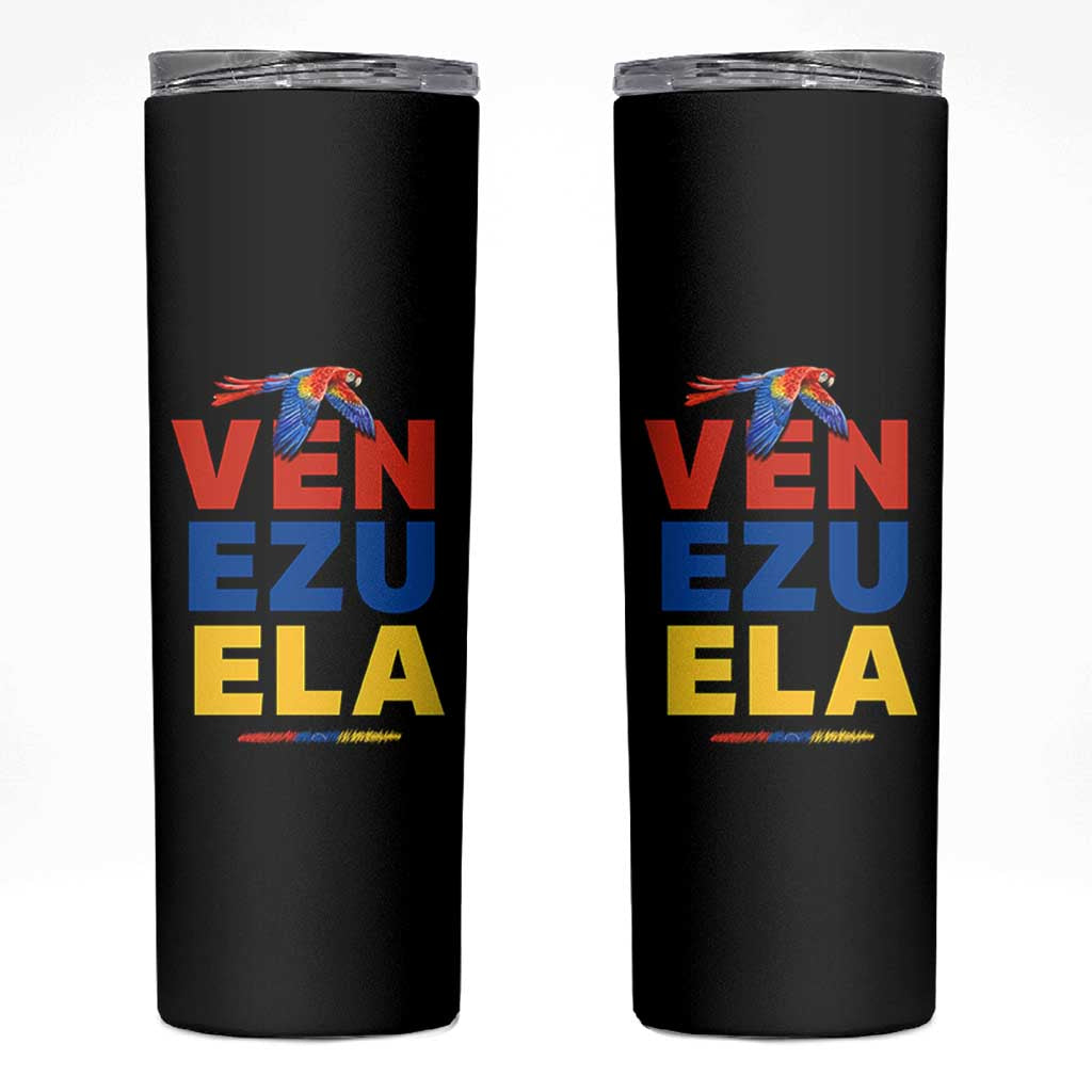 Venezuela Pride Flying Scarlet Macaw Skinny Tumbler Ara Macao Guacamaya Venezuelan Pride Tropical Bird