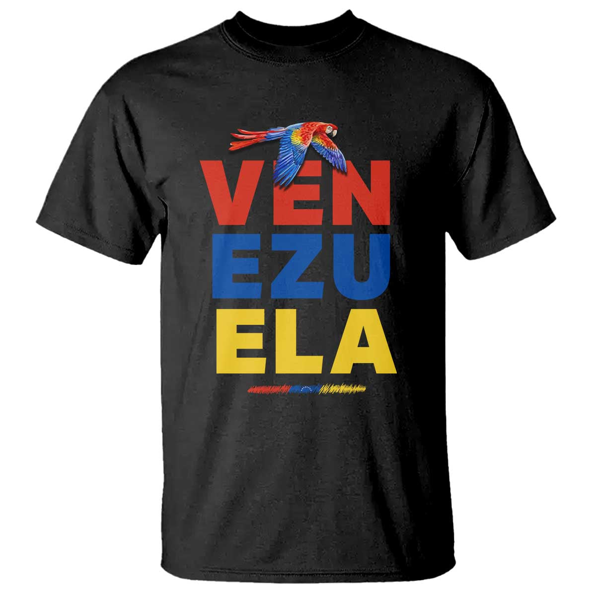 Venezuela Pride Flying Scarlet Macaw T Shirt Ara Macao Guacamaya Venezuelan Pride Tropical Bird