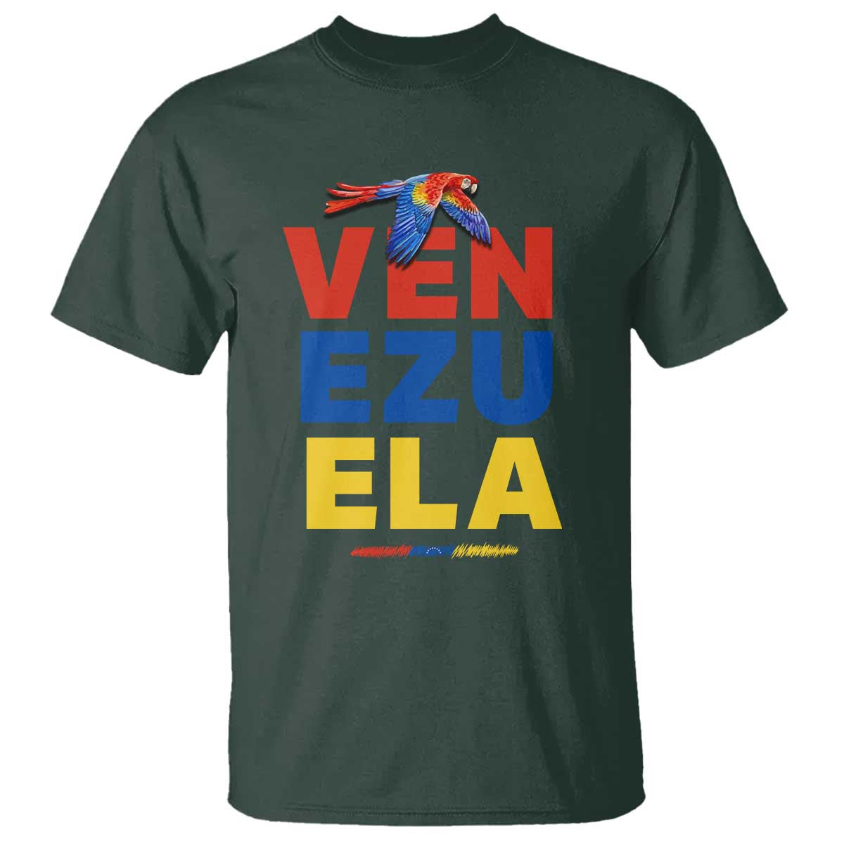Venezuela Pride Flying Scarlet Macaw T Shirt Ara Macao Guacamaya Venezuelan Pride Tropical Bird
