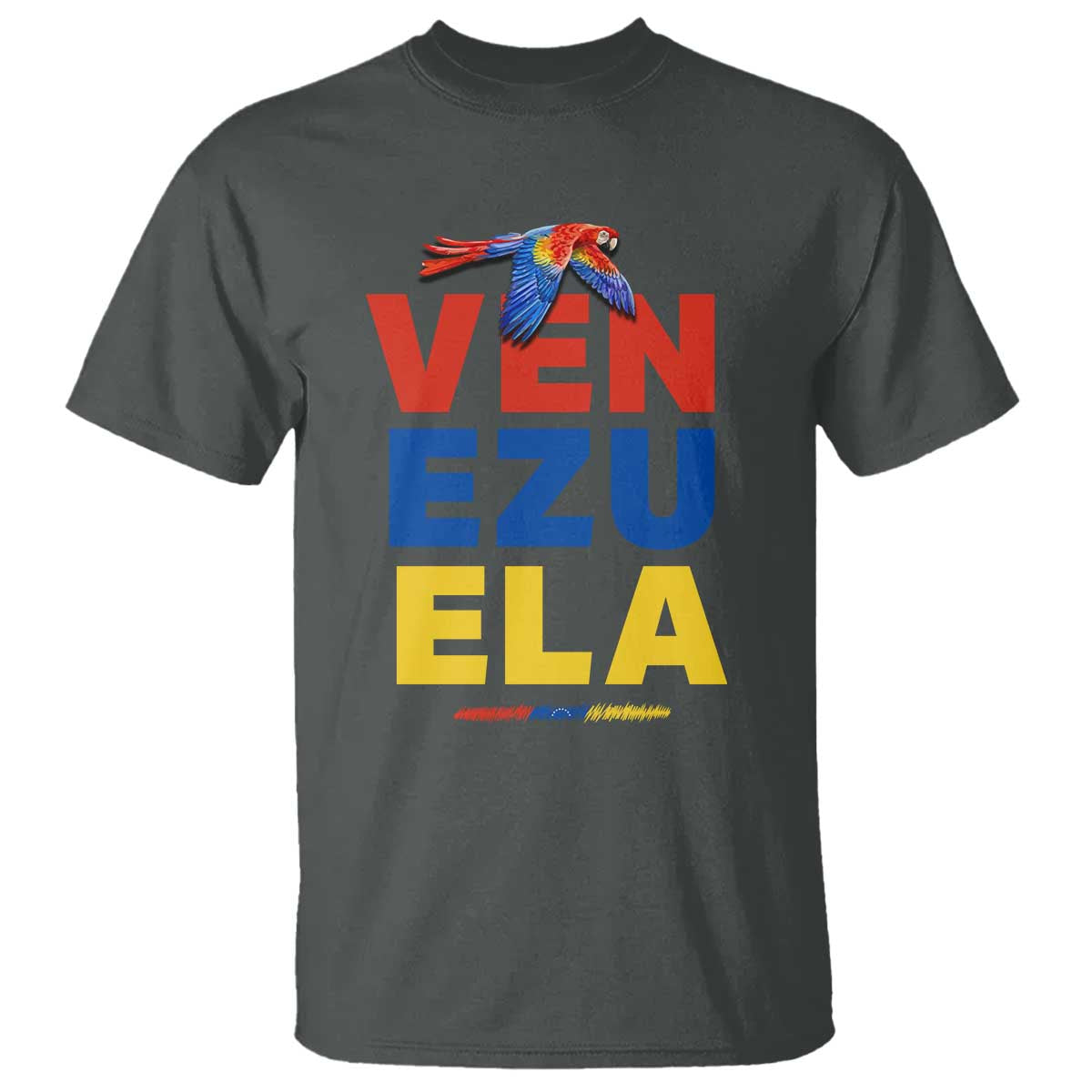Venezuela Pride Flying Scarlet Macaw T Shirt Ara Macao Guacamaya Venezuelan Pride Tropical Bird