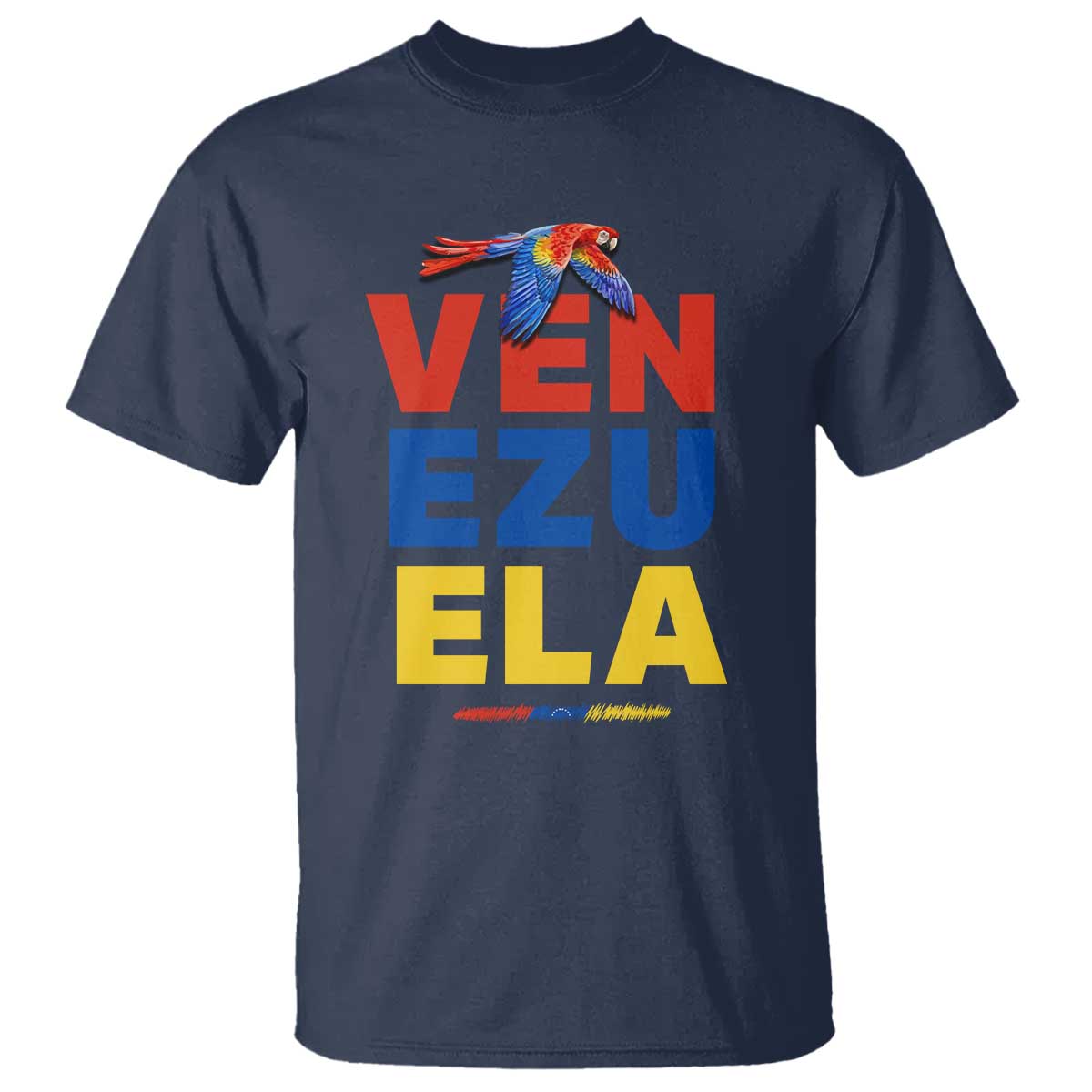 Venezuela Pride Flying Scarlet Macaw T Shirt Ara Macao Guacamaya Venezuelan Pride Tropical Bird