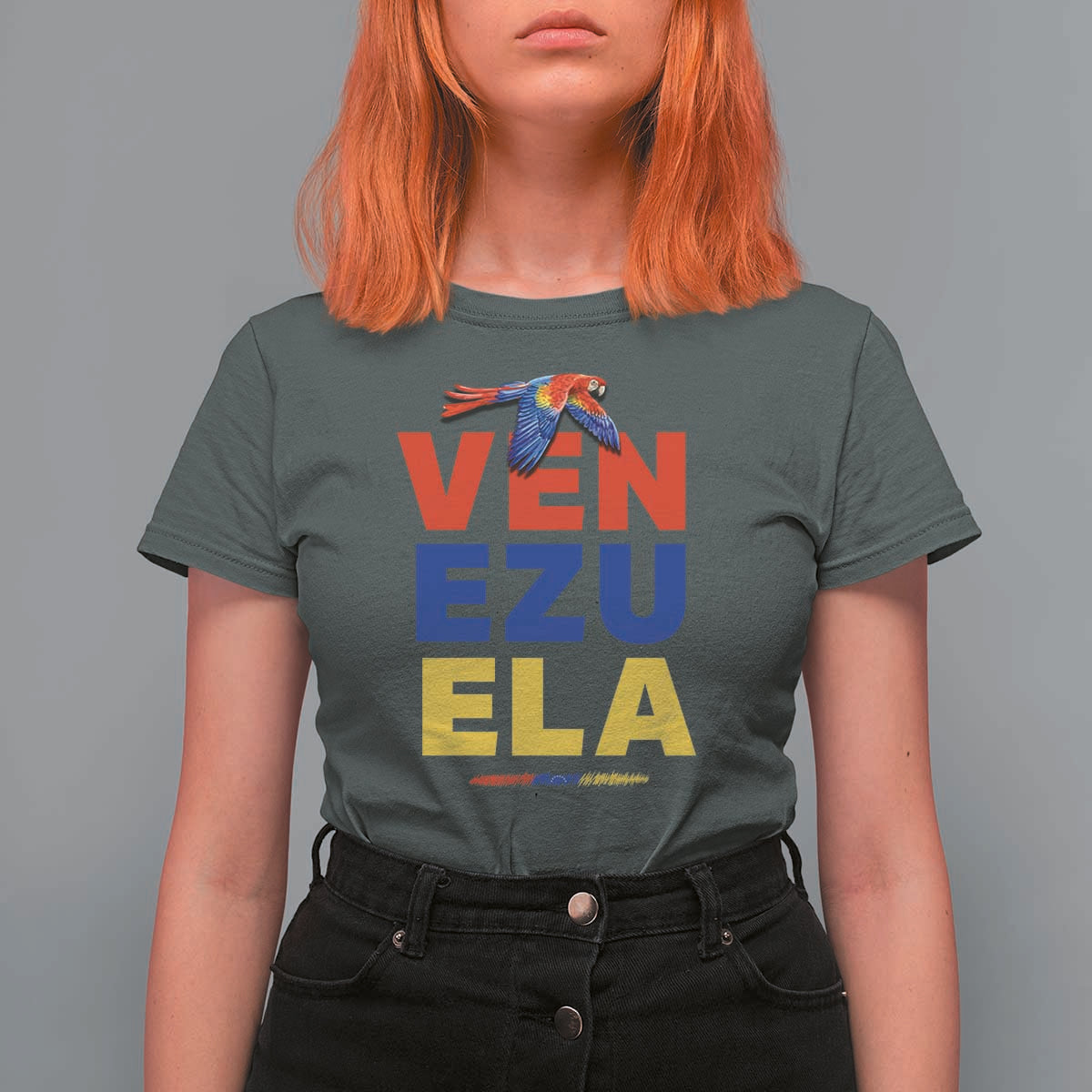 Venezuela Pride Flying Scarlet Macaw T Shirt For Women Ara Macao Guacamaya Venezuelan Pride Tropical Bird