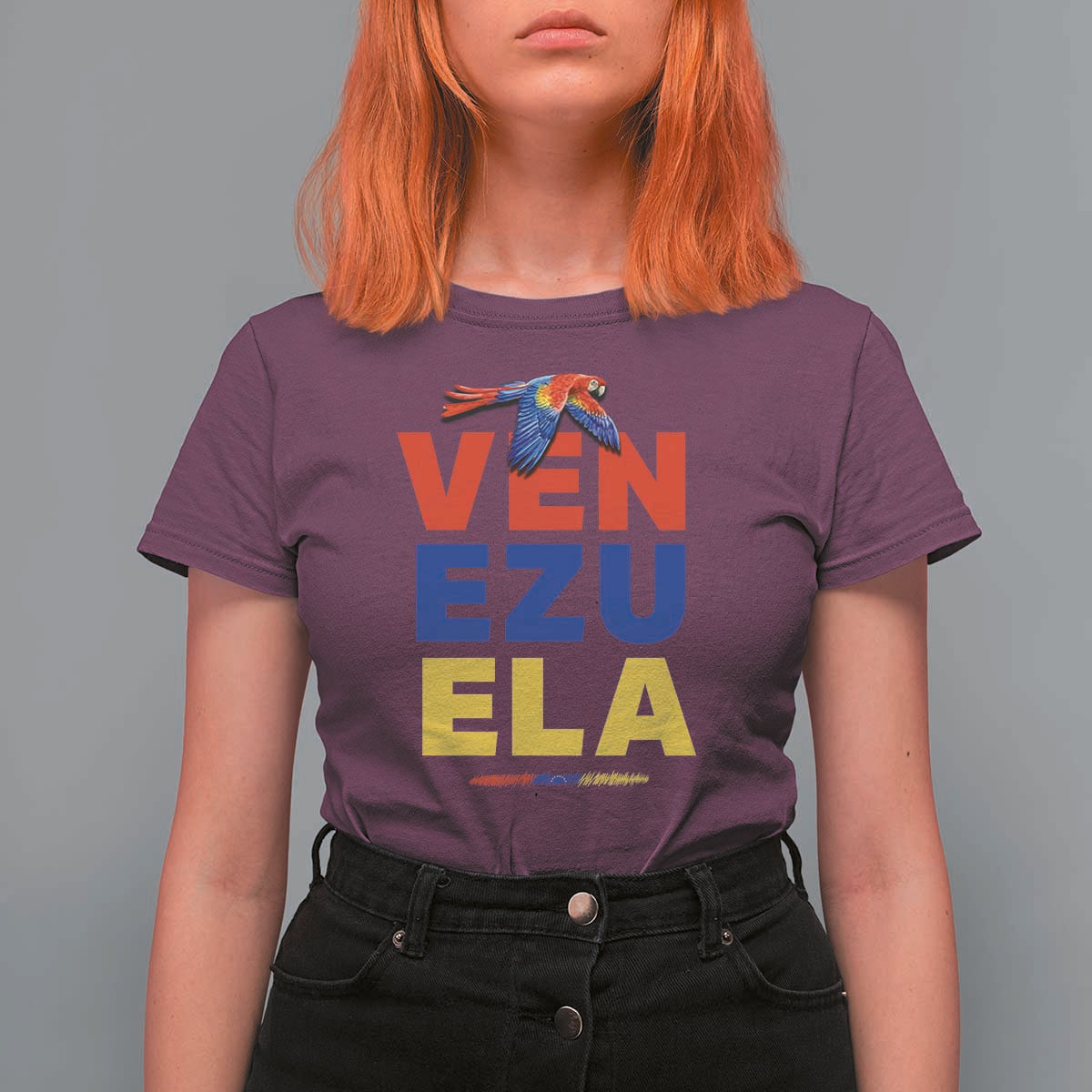 Venezuela Pride Flying Scarlet Macaw T Shirt For Women Ara Macao Guacamaya Venezuelan Pride Tropical Bird
