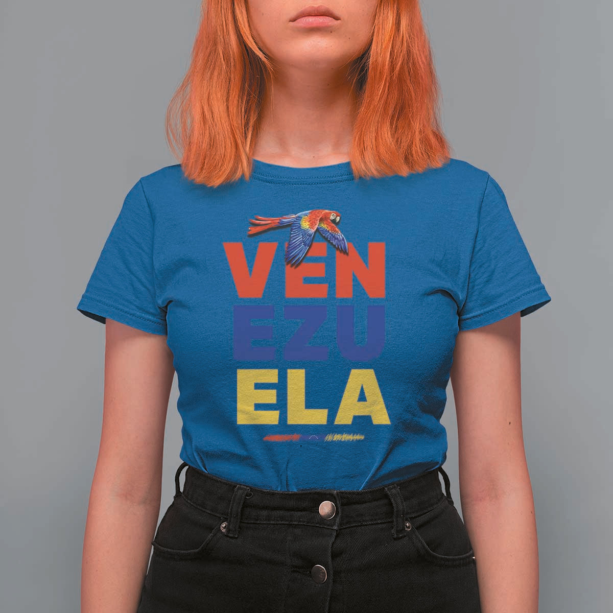 Venezuela Pride Flying Scarlet Macaw T Shirt For Women Ara Macao Guacamaya Venezuelan Pride Tropical Bird