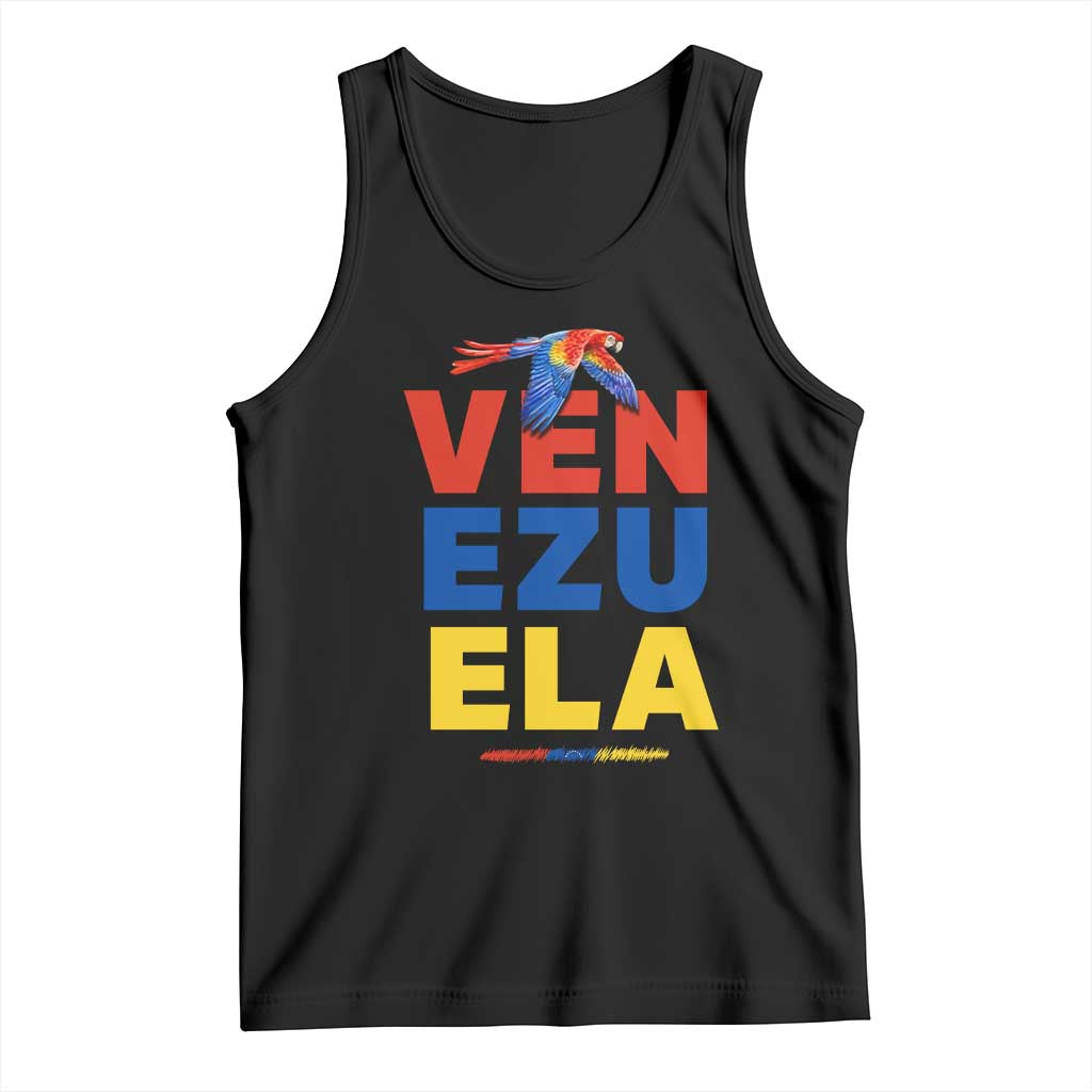 Venezuela Pride Flying Scarlet Macaw Tank Top Ara Macao Guacamaya Venezuelan Pride Tropical Bird
