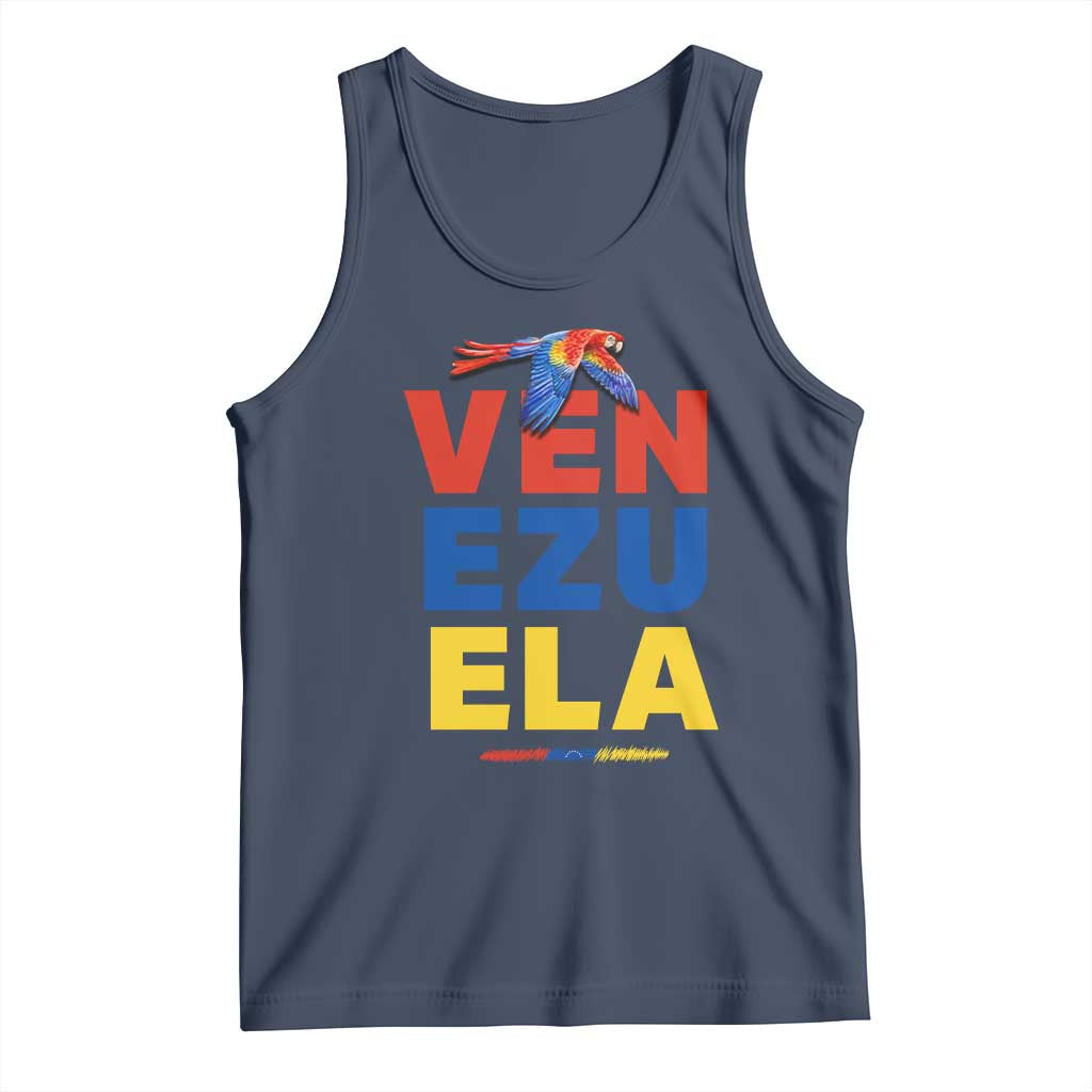 Venezuela Pride Flying Scarlet Macaw Tank Top Ara Macao Guacamaya Venezuelan Pride Tropical Bird