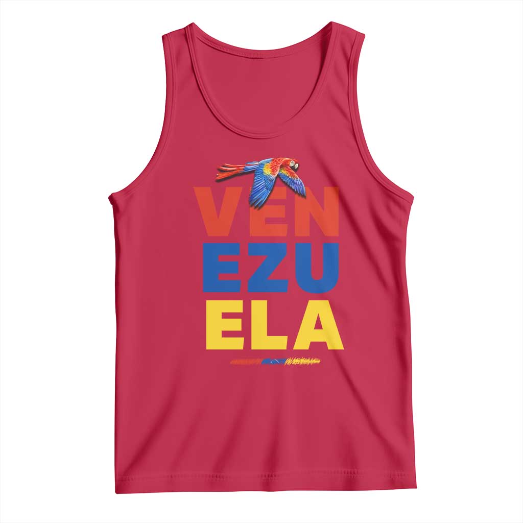 Venezuela Pride Flying Scarlet Macaw Tank Top Ara Macao Guacamaya Venezuelan Pride Tropical Bird