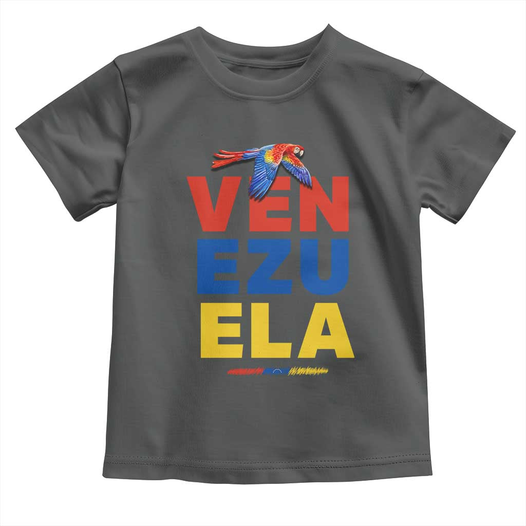 Venezuela Pride Flying Scarlet Macaw Toddler T Shirt Ara Macao Guacamaya Venezuelan Pride Tropical Bird