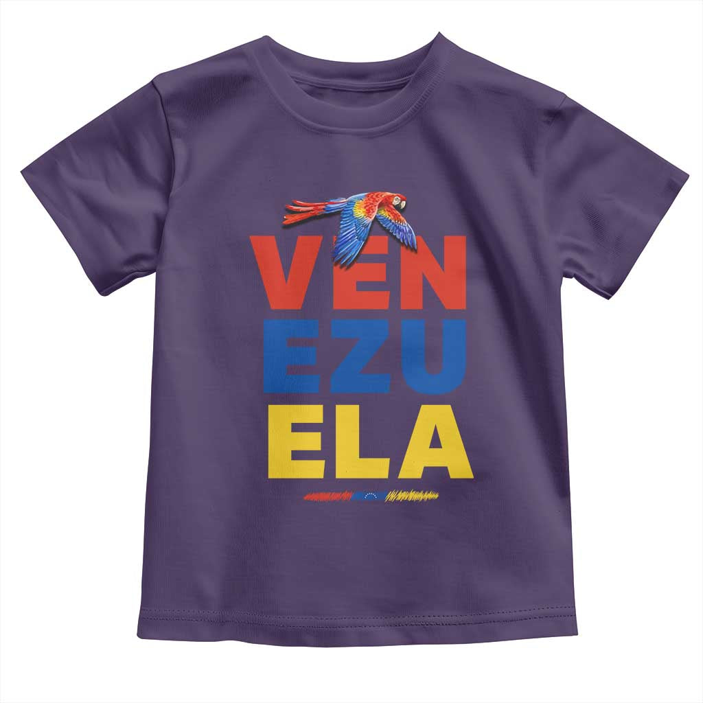 Venezuela Pride Flying Scarlet Macaw Toddler T Shirt Ara Macao Guacamaya Venezuelan Pride Tropical Bird