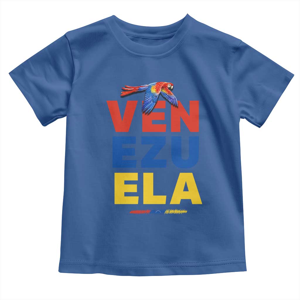 Venezuela Pride Flying Scarlet Macaw Toddler T Shirt Ara Macao Guacamaya Venezuelan Pride Tropical Bird