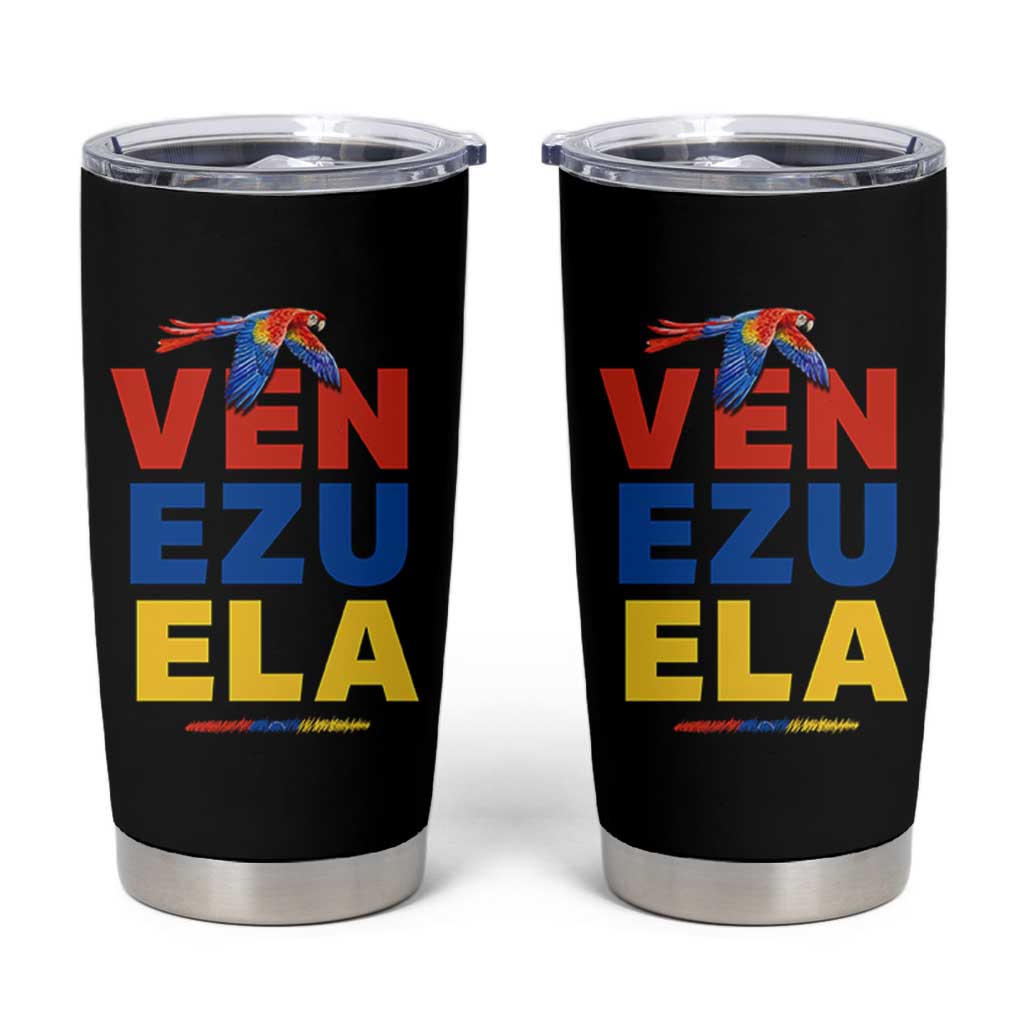 Venezuela Pride Flying Scarlet Macaw Tumbler Cup Ara Macao Guacamaya Venezuelan Pride Tropical Bird