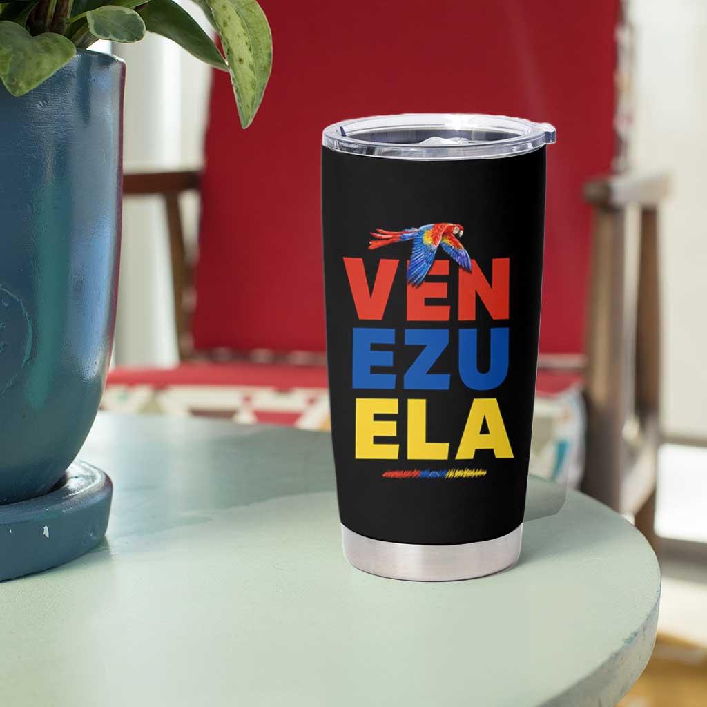 Venezuela Pride Flying Scarlet Macaw Tumbler Cup Ara Macao Guacamaya Venezuelan Pride Tropical Bird