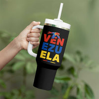 Venezuela Pride Flying Scarlet Macaw Tumbler With Handle Ara Macao Guacamaya Venezuelan Pride Tropical Bird