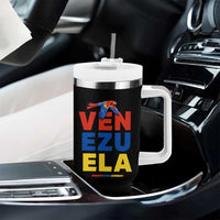 Venezuela Pride Flying Scarlet Macaw Tumbler With Handle Ara Macao Guacamaya Venezuelan Pride Tropical Bird