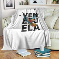 Venezuela Pride Flying Macaw Throw Blanket Ara Macao Guacamaya Venezuelan Pride Tropical Bird