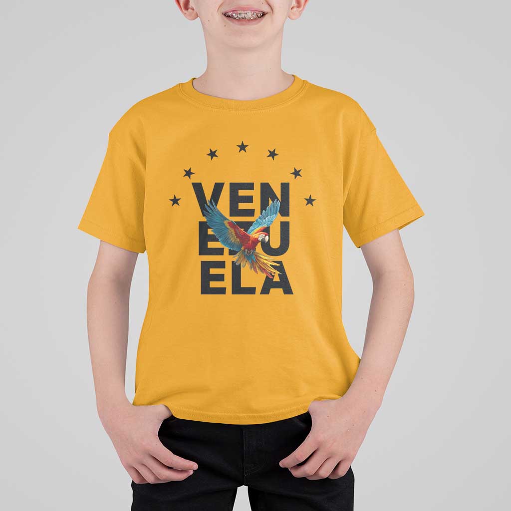 Venezuela Pride Flying Macaw T Shirt For Kid Ara Macao Guacamaya Venezuelan Pride Tropical Bird
