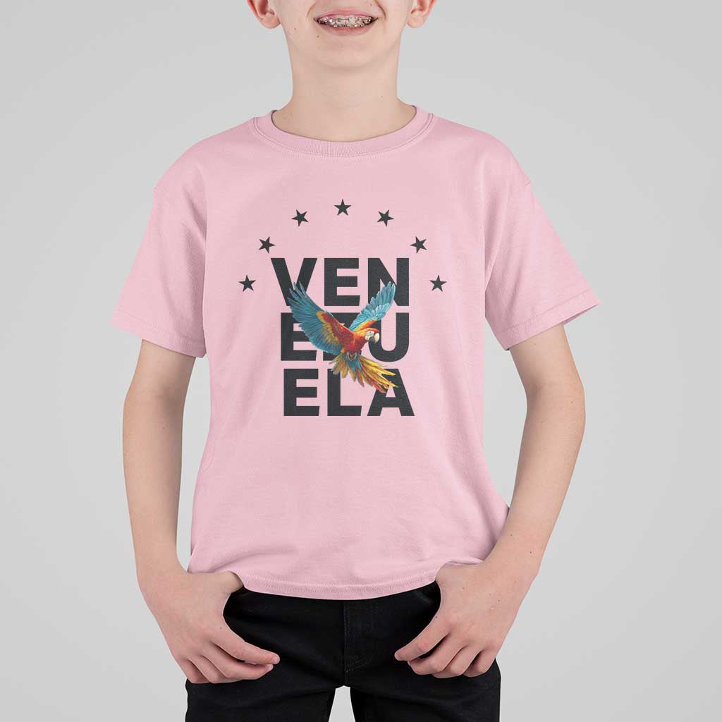 Venezuela Pride Flying Macaw T Shirt For Kid Ara Macao Guacamaya Venezuelan Pride Tropical Bird