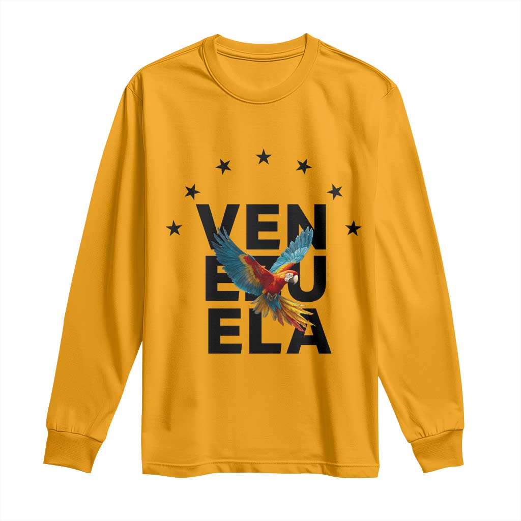 Venezuela Pride Flying Macaw Long Sleeve Shirt Ara Macao Guacamaya Venezuelan Pride Tropical Bird