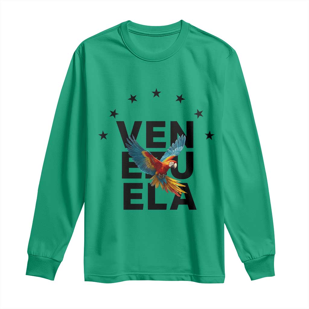 Venezuela Pride Flying Macaw Long Sleeve Shirt Ara Macao Guacamaya Venezuelan Pride Tropical Bird