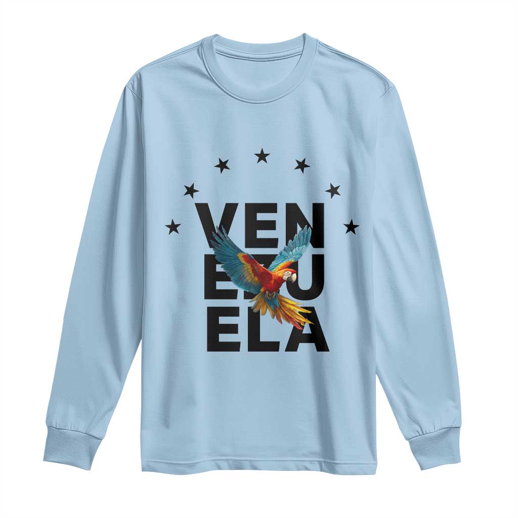 Venezuela Pride Flying Macaw Long Sleeve Shirt Ara Macao Guacamaya Venezuelan Pride Tropical Bird