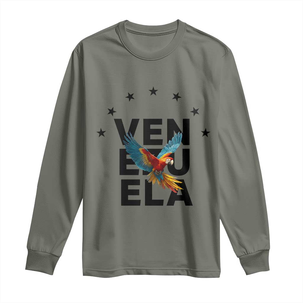 Venezuela Pride Flying Macaw Long Sleeve Shirt Ara Macao Guacamaya Venezuelan Pride Tropical Bird