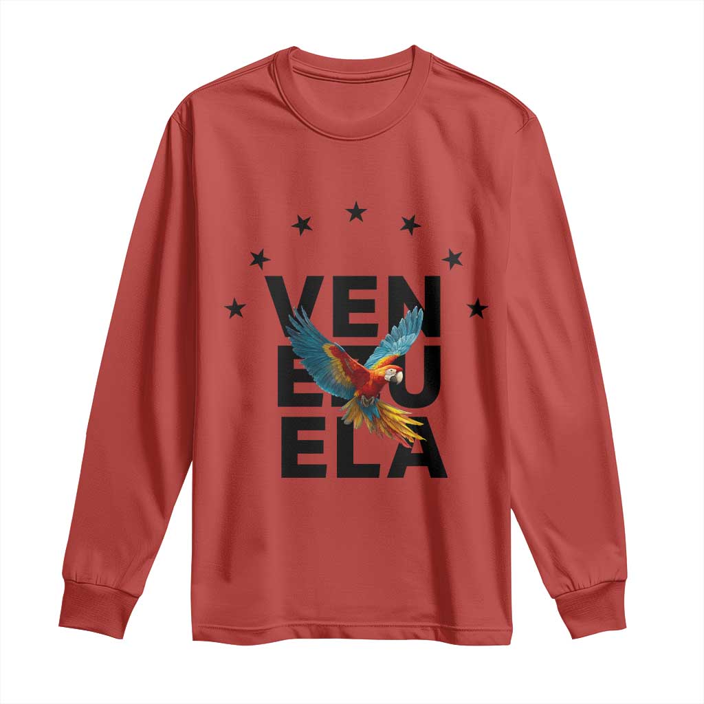 Venezuela Pride Flying Macaw Long Sleeve Shirt Ara Macao Guacamaya Venezuelan Pride Tropical Bird