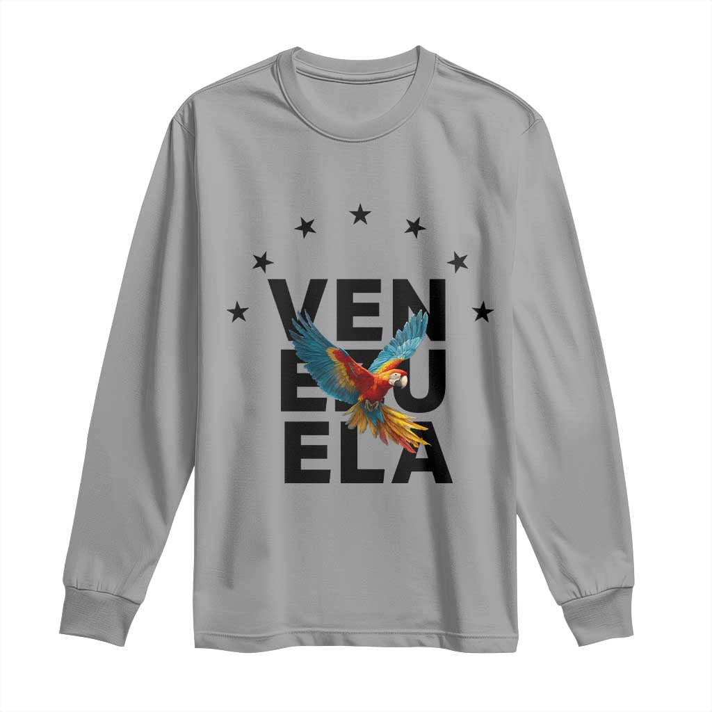 Venezuela Pride Flying Macaw Long Sleeve Shirt Ara Macao Guacamaya Venezuelan Pride Tropical Bird