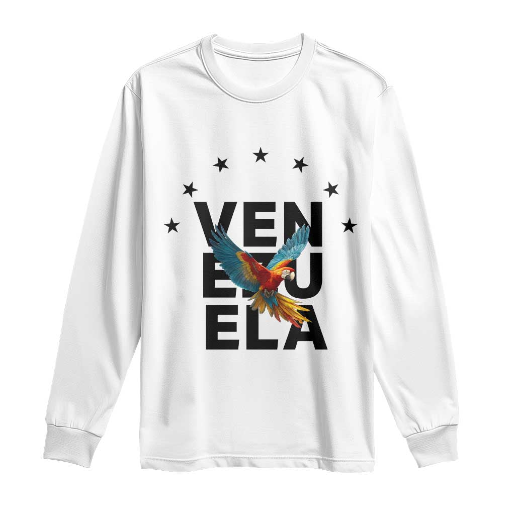 Venezuela Pride Flying Macaw Long Sleeve Shirt Ara Macao Guacamaya Venezuelan Pride Tropical Bird