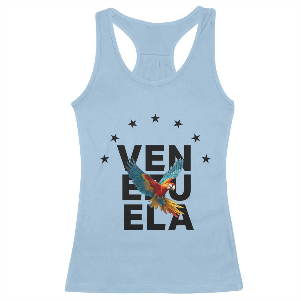 Venezuela Pride Flying Macaw Racerback Tank Top Ara Macao Guacamaya Venezuelan Pride Tropical Bird