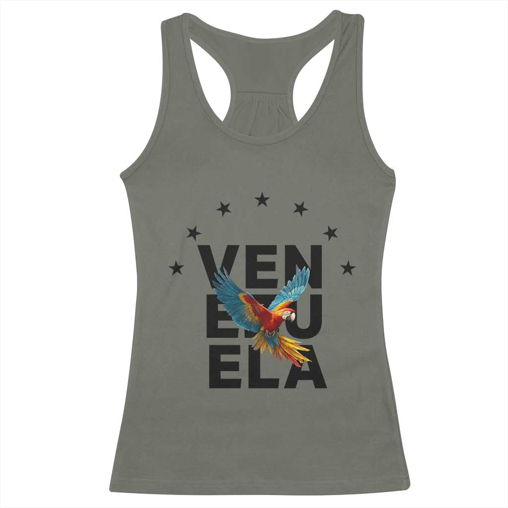 Venezuela Pride Flying Macaw Racerback Tank Top Ara Macao Guacamaya Venezuelan Pride Tropical Bird