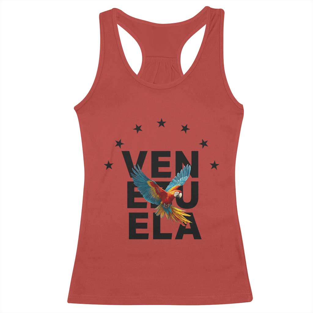 Venezuela Pride Flying Macaw Racerback Tank Top Ara Macao Guacamaya Venezuelan Pride Tropical Bird