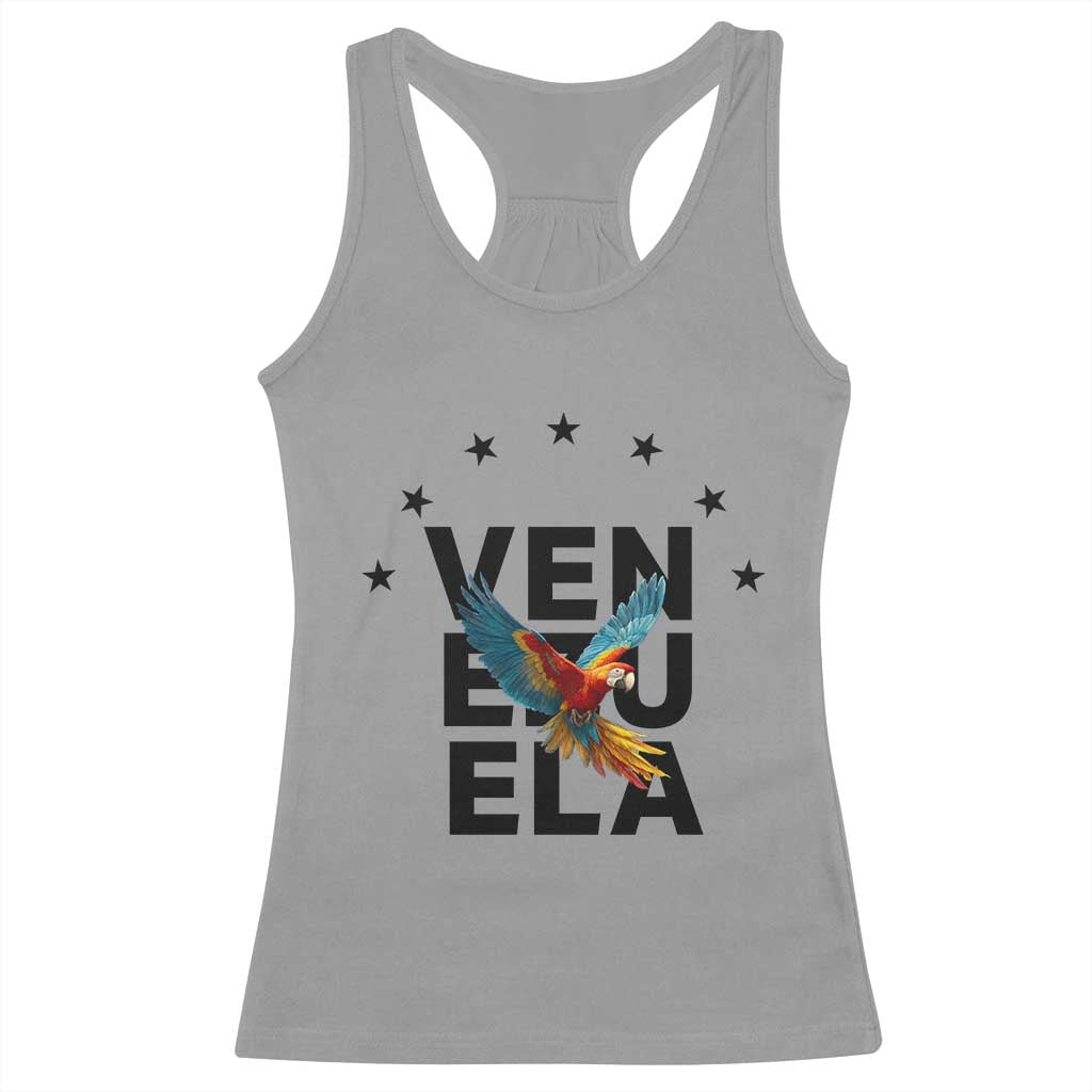 Venezuela Pride Flying Macaw Racerback Tank Top Ara Macao Guacamaya Venezuelan Pride Tropical Bird