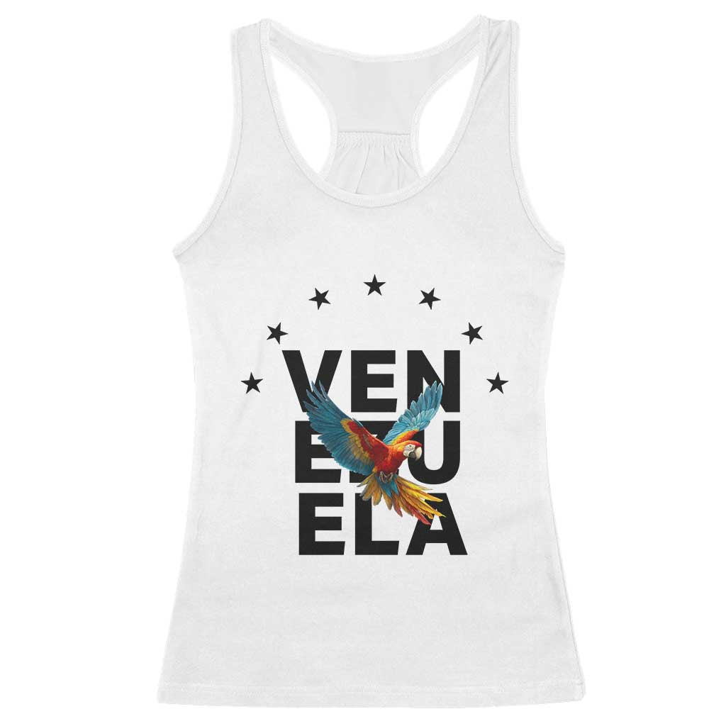 Venezuela Pride Flying Macaw Racerback Tank Top Ara Macao Guacamaya Venezuelan Pride Tropical Bird