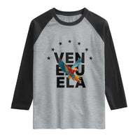 Venezuela Pride Flying Macaw Raglan Shirt Ara Macao Guacamaya Venezuelan Pride Tropical Bird