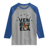 Venezuela Pride Flying Macaw Raglan Shirt Ara Macao Guacamaya Venezuelan Pride Tropical Bird