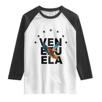 Venezuela Pride Flying Macaw Raglan Shirt Ara Macao Guacamaya Venezuelan Pride Tropical Bird