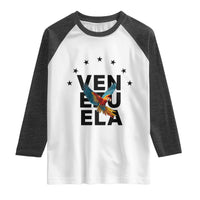 Venezuela Pride Flying Macaw Raglan Shirt Ara Macao Guacamaya Venezuelan Pride Tropical Bird