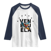 Venezuela Pride Flying Macaw Raglan Shirt Ara Macao Guacamaya Venezuelan Pride Tropical Bird
