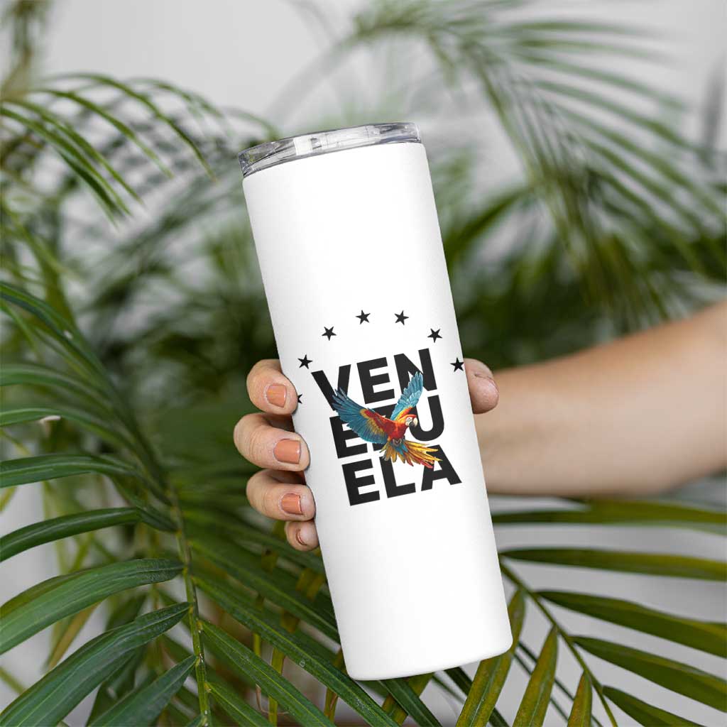 Venezuela Pride Flying Macaw Skinny Tumbler Ara Macao Guacamaya Venezuelan Pride Tropical Bird