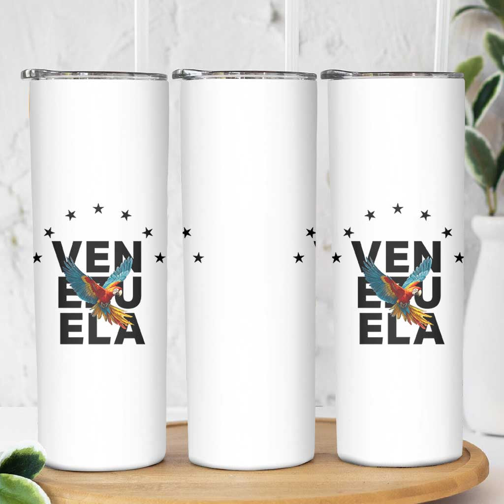 Venezuela Pride Flying Macaw Skinny Tumbler Ara Macao Guacamaya Venezuelan Pride Tropical Bird