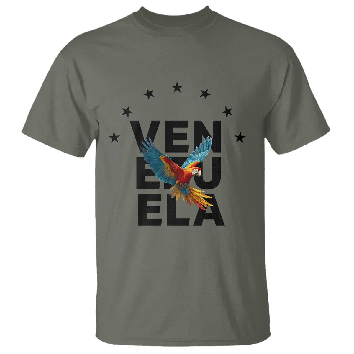 Venezuela Pride Flying Macaw T Shirt Ara Macao Guacamaya Venezuelan Pride Tropical Bird