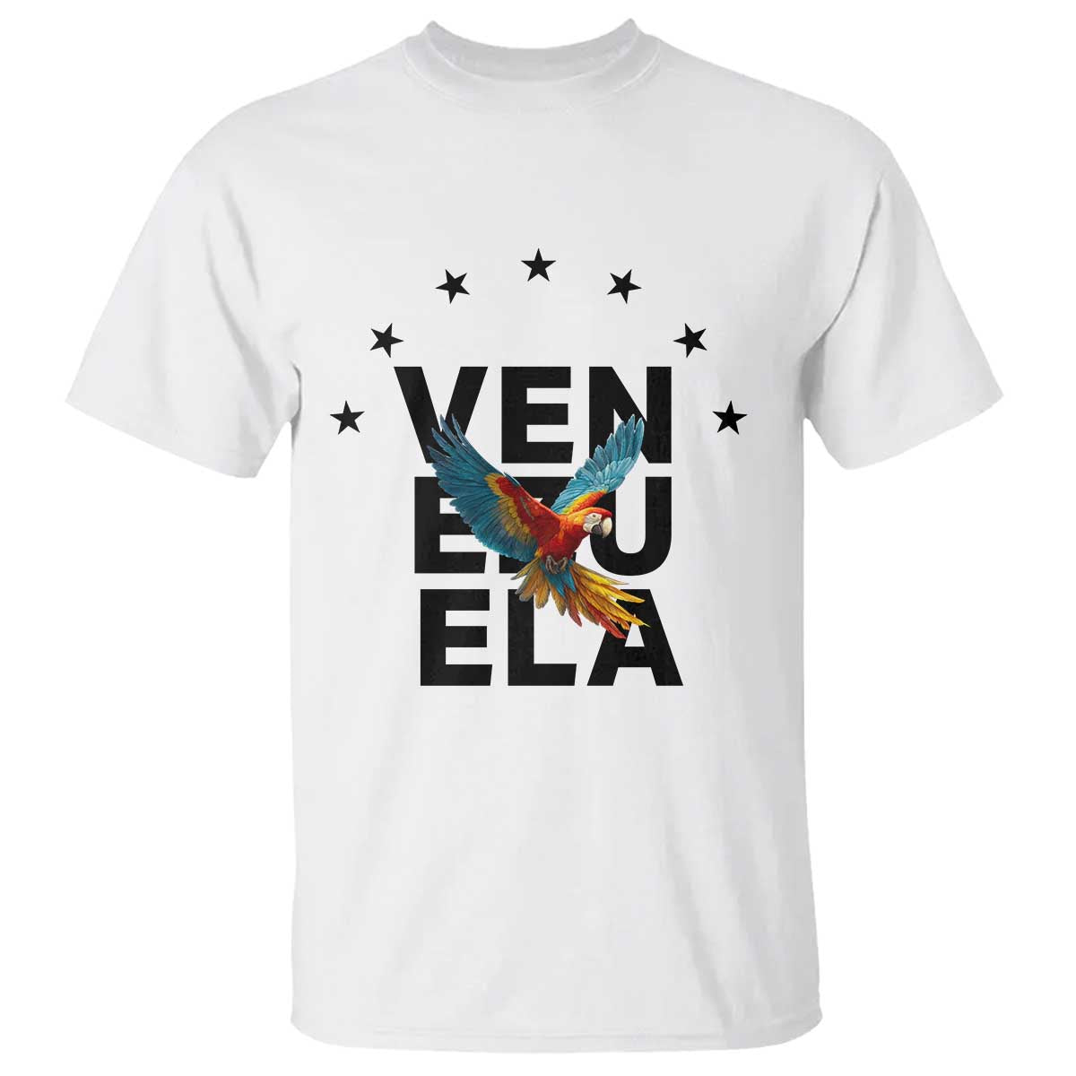 Venezuela Pride Flying Macaw T Shirt Ara Macao Guacamaya Venezuelan Pride Tropical Bird