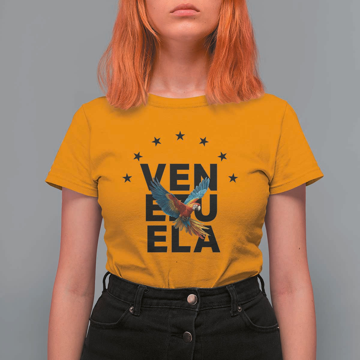 Venezuela Pride Flying Macaw T Shirt For Women Ara Macao Guacamaya Venezuelan Pride Tropical Bird