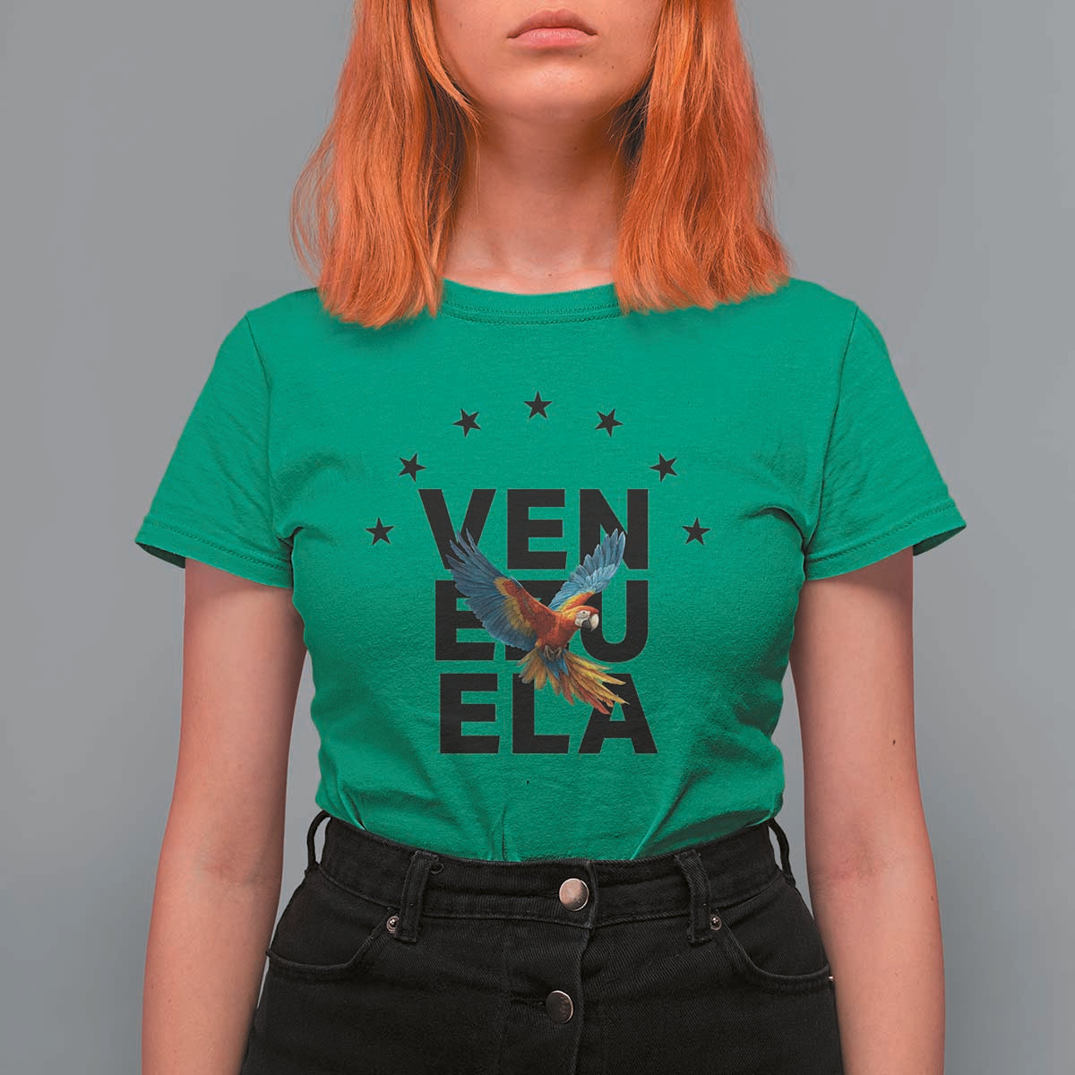 Venezuela Pride Flying Macaw T Shirt For Women Ara Macao Guacamaya Venezuelan Pride Tropical Bird