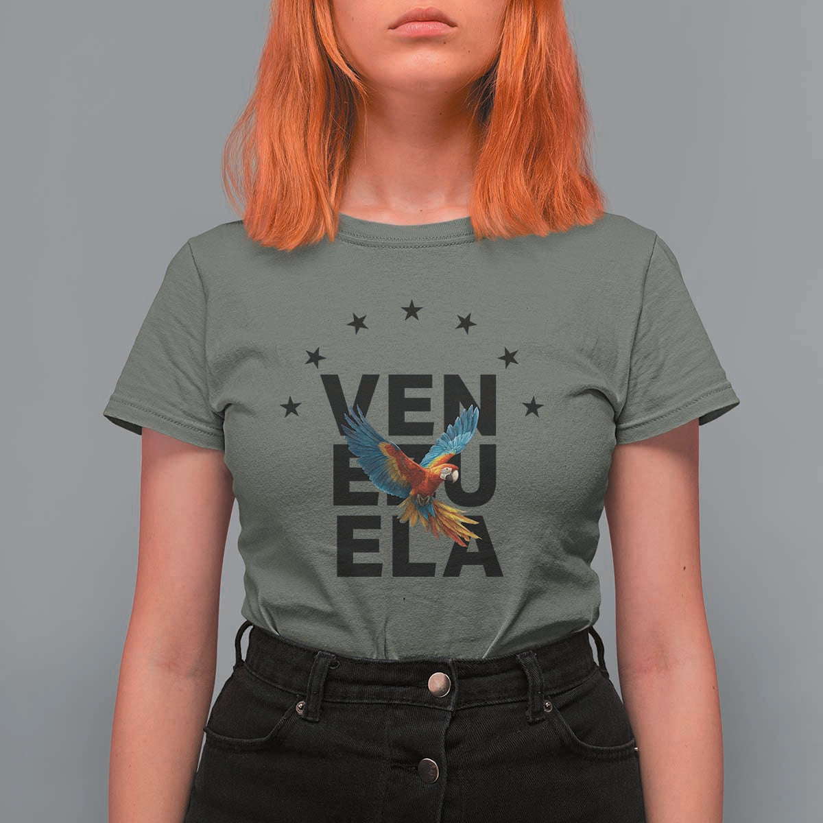 Venezuela Pride Flying Macaw T Shirt For Women Ara Macao Guacamaya Venezuelan Pride Tropical Bird