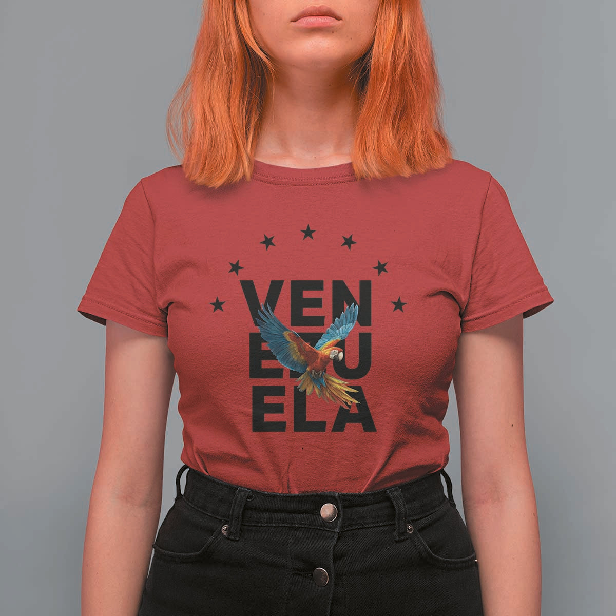 Venezuela Pride Flying Macaw T Shirt For Women Ara Macao Guacamaya Venezuelan Pride Tropical Bird