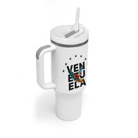 Venezuela Pride Flying Macaw Tumbler With Handle Ara Macao Guacamaya Venezuelan Pride Tropical Bird