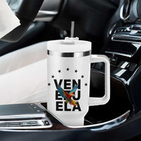Venezuela Pride Flying Macaw Tumbler With Handle Ara Macao Guacamaya Venezuelan Pride Tropical Bird