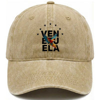Venezuela Pride Flying Macaw Washed Cotton Baseball Cap Ara Macao Guacamaya Venezuelan Pride Tropical Bird